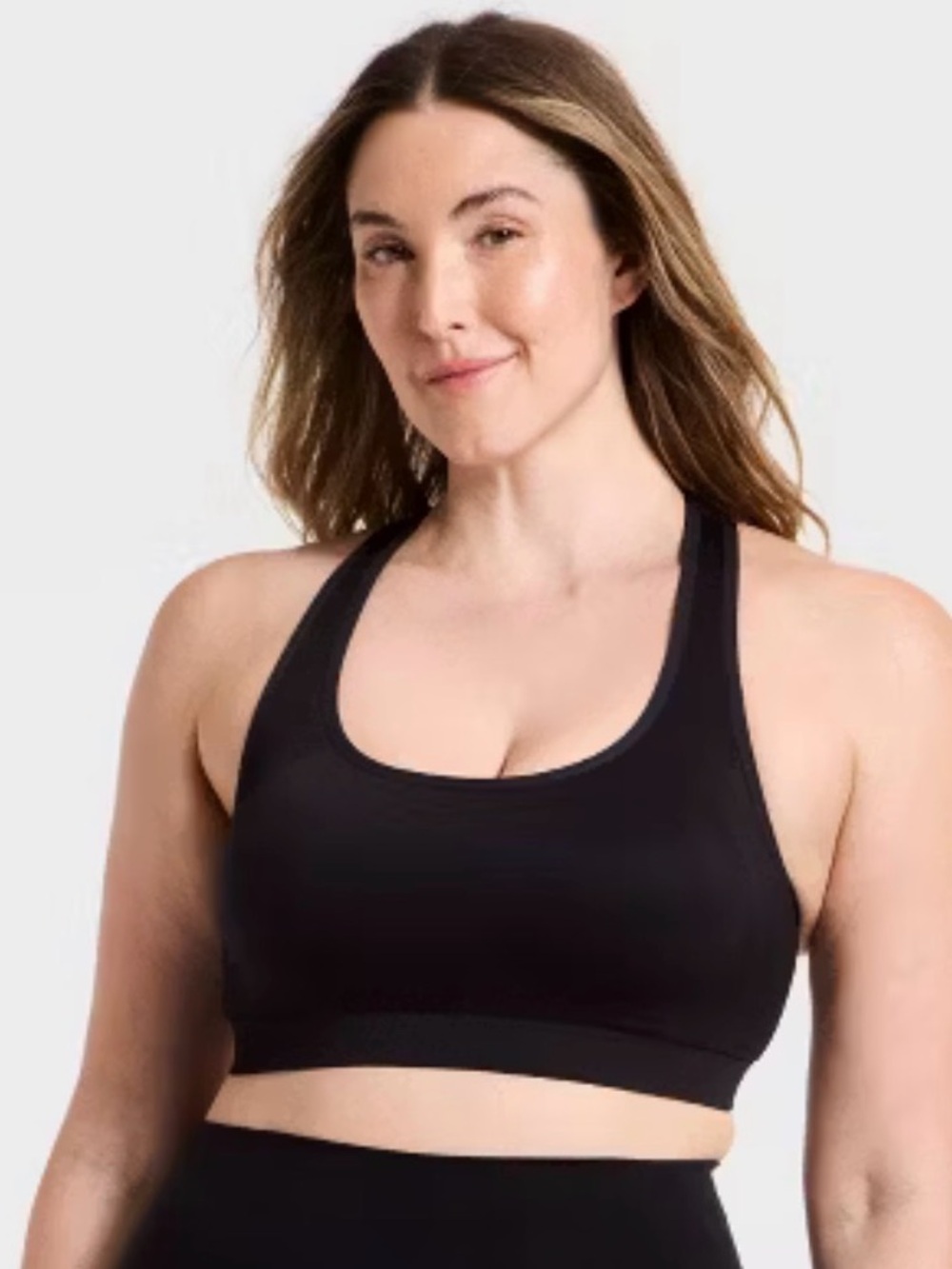 All In Motion Jet Black 
Seamless Medium Support Racerback Sports Bra